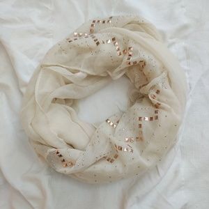 Large lightweight ivory/rose gold Infinity scarf